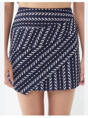 Navy & White Diagonal Stripe Mini Skirt
